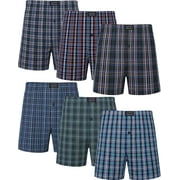 Onimisc Men's Underwear Boxers 100% Cotton Woven Boxers for Men Pack Boxer Shorts Assorted Colors, 6 Pack